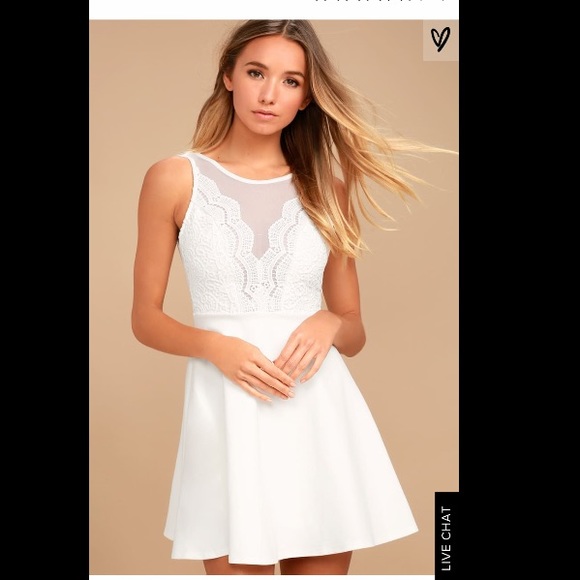 magnolia blossom white lace skater dress